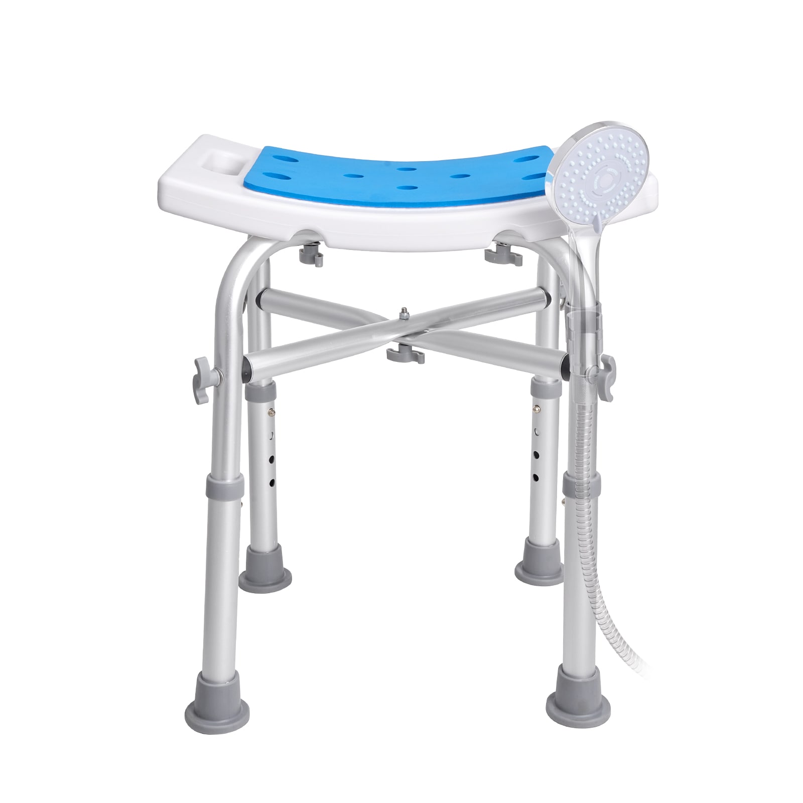 Adjustable Shower Stool With Crossbar For Elderly And Disabled_voghion.com